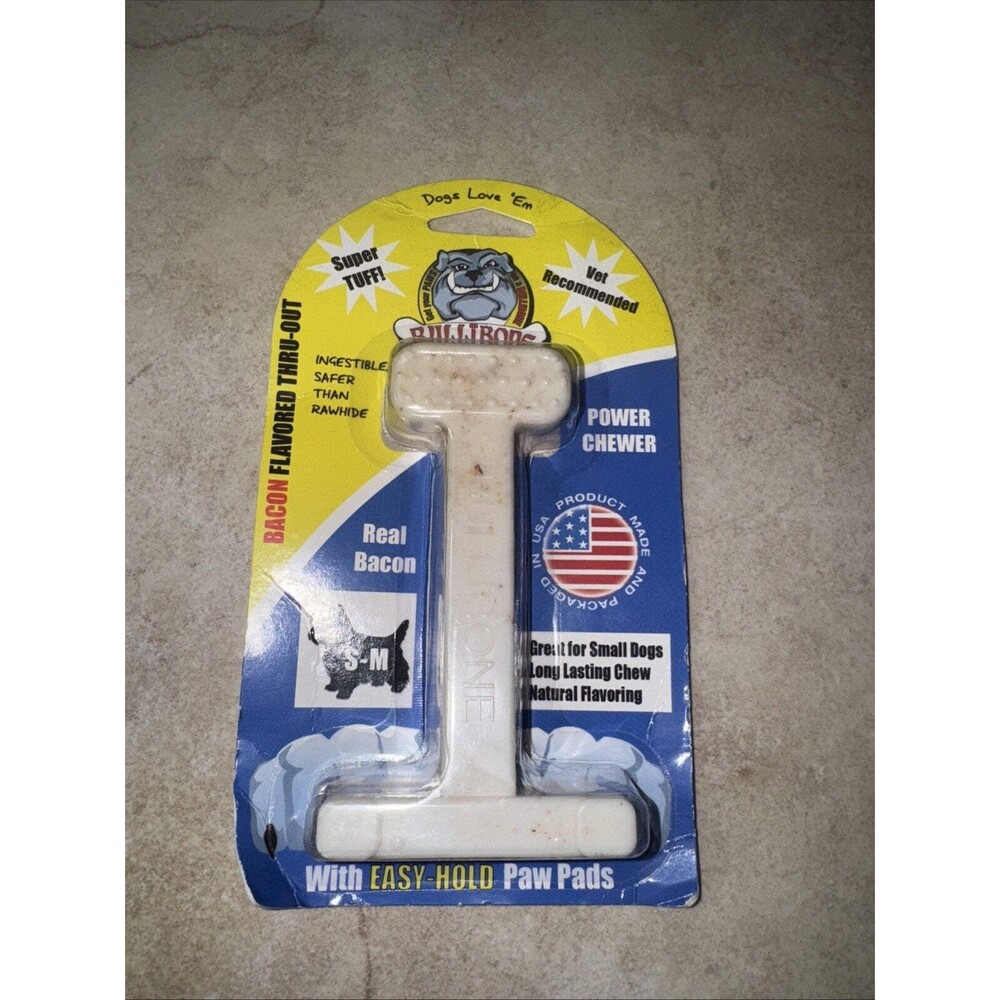 Bullibone Tuff Stuff Super Chew Small Bacon Nylon Dog Bone, USA Made